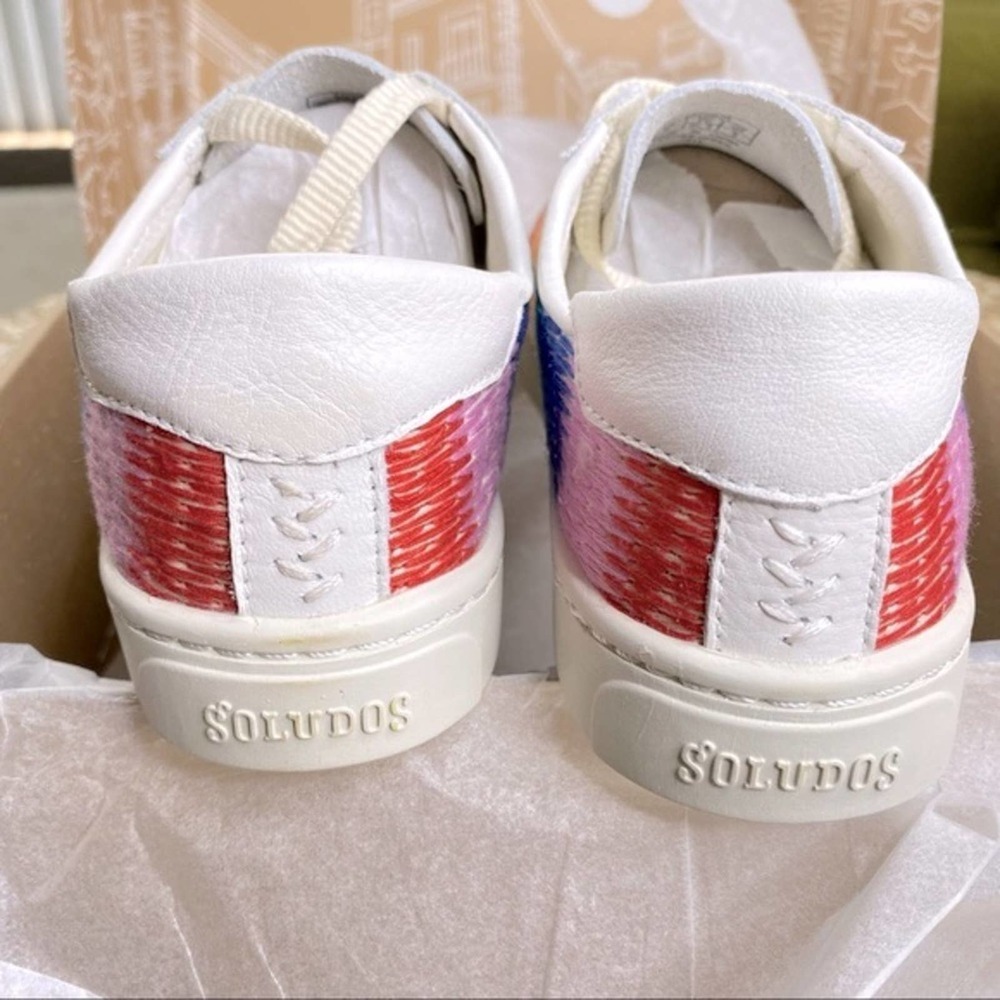 Soludos Womens Low Top Sneakers Rainbow Stripe Embroidered Organic Cotton Size 7 - Picture 10 of 16